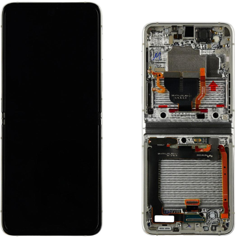 Display Service Pack Samsung F711B (Silver Inner - Con frame - Senza C