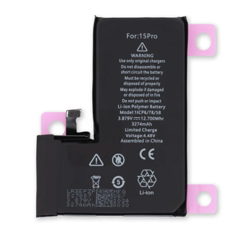 Batteria compatibile iPhone 15 Pro (Autodiagnosticabile - High Capacit