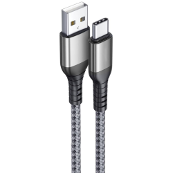 Cavo dati telato 100W compatibile (Bulk - USB/Type-C - Nero)