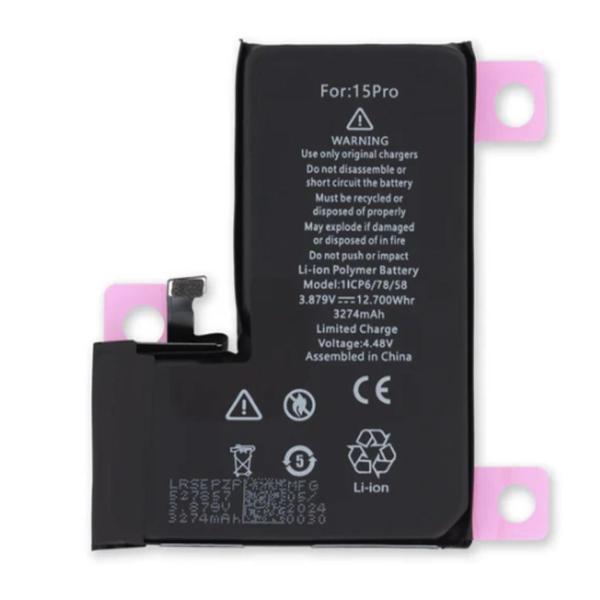 Batteria compatibile iPhone 15 Pro (Autodiagnosticabile - High Capacit